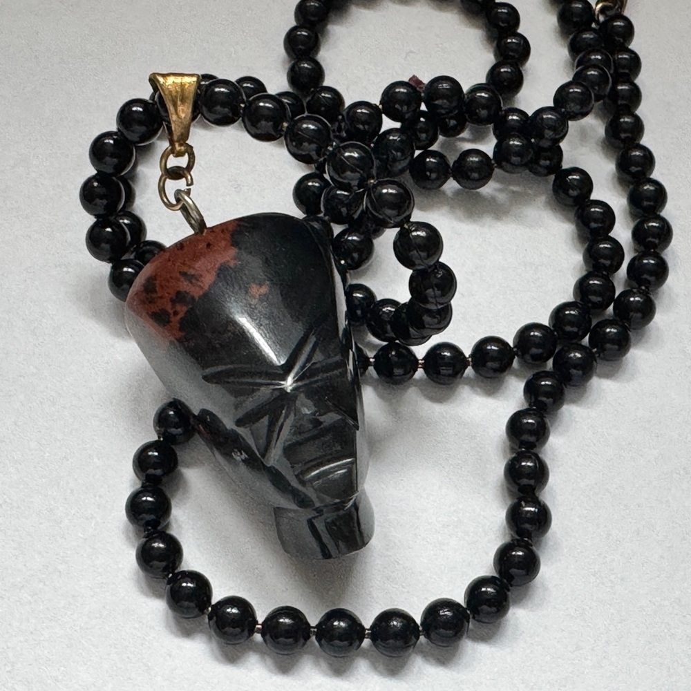 Black Obsidian carved Mayan talisman